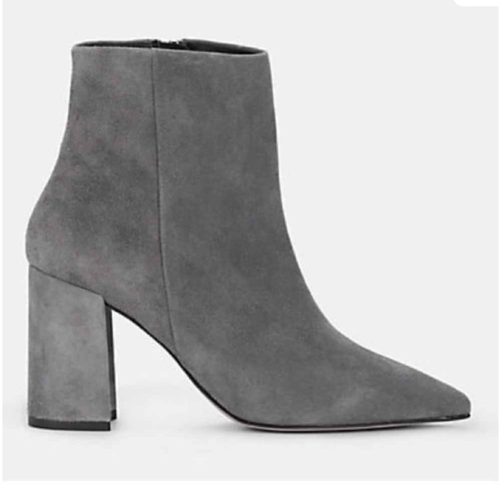 Barneys New York Leather Gray Suede Ankle Boots